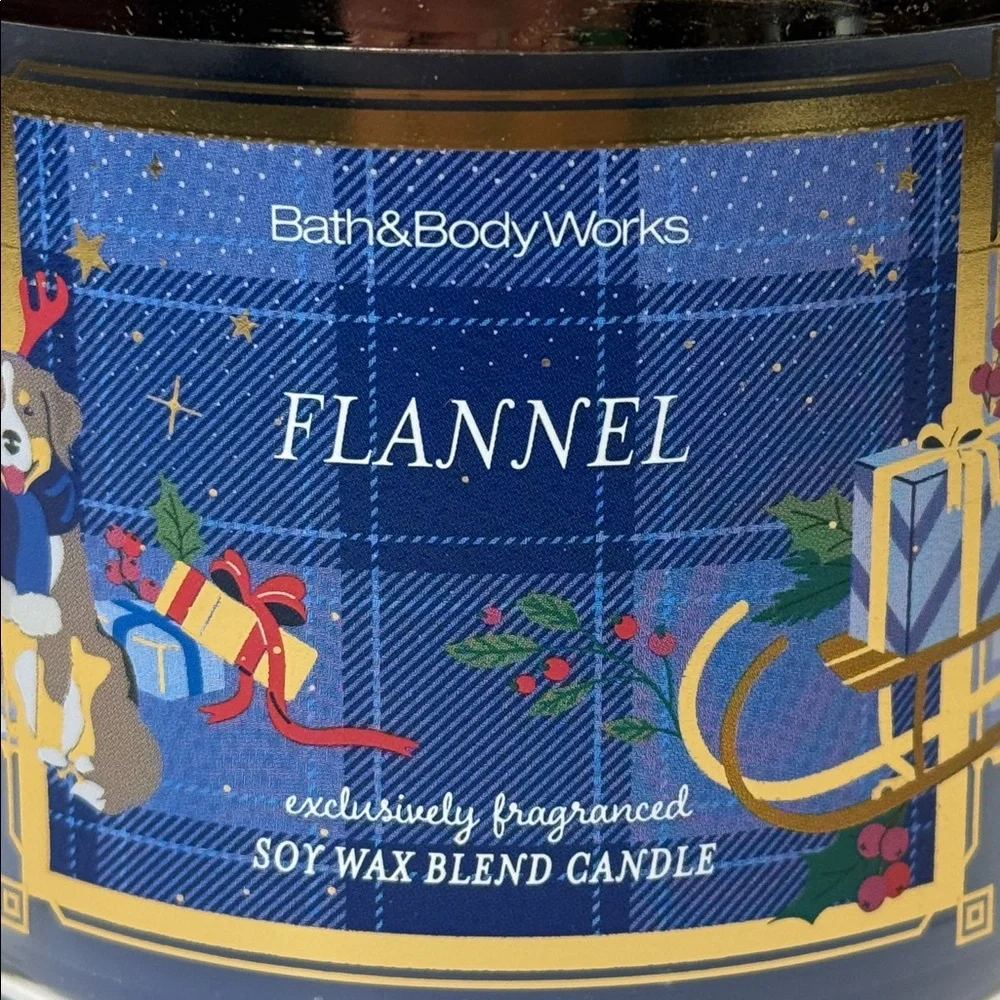 Bath & Body Works Flannel 3 Wick Candle with Decorative Lid